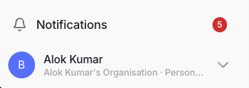 The Notifications item in the sidebar showing an unread count badge, above the profile