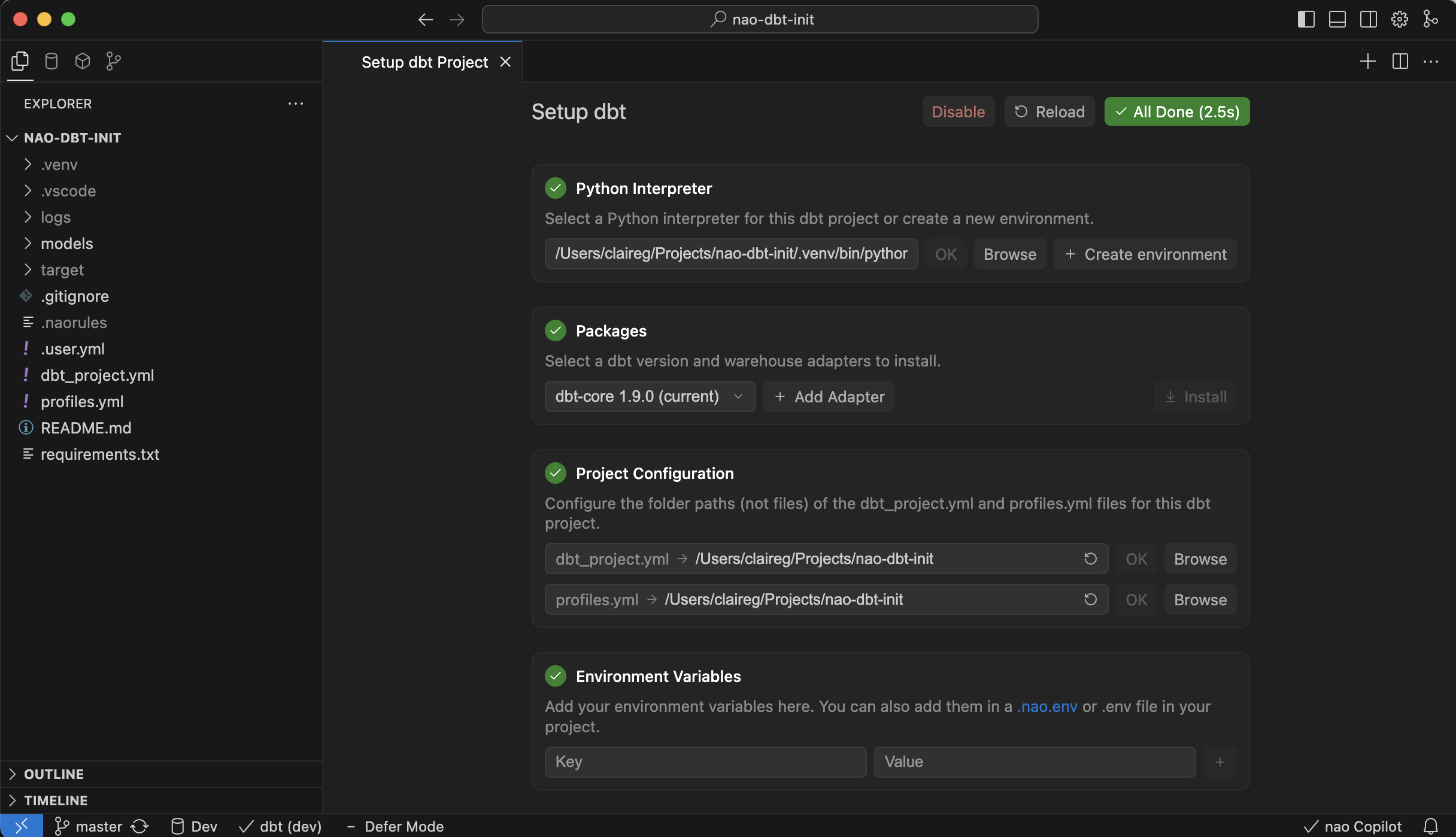 Configure dbt integration
