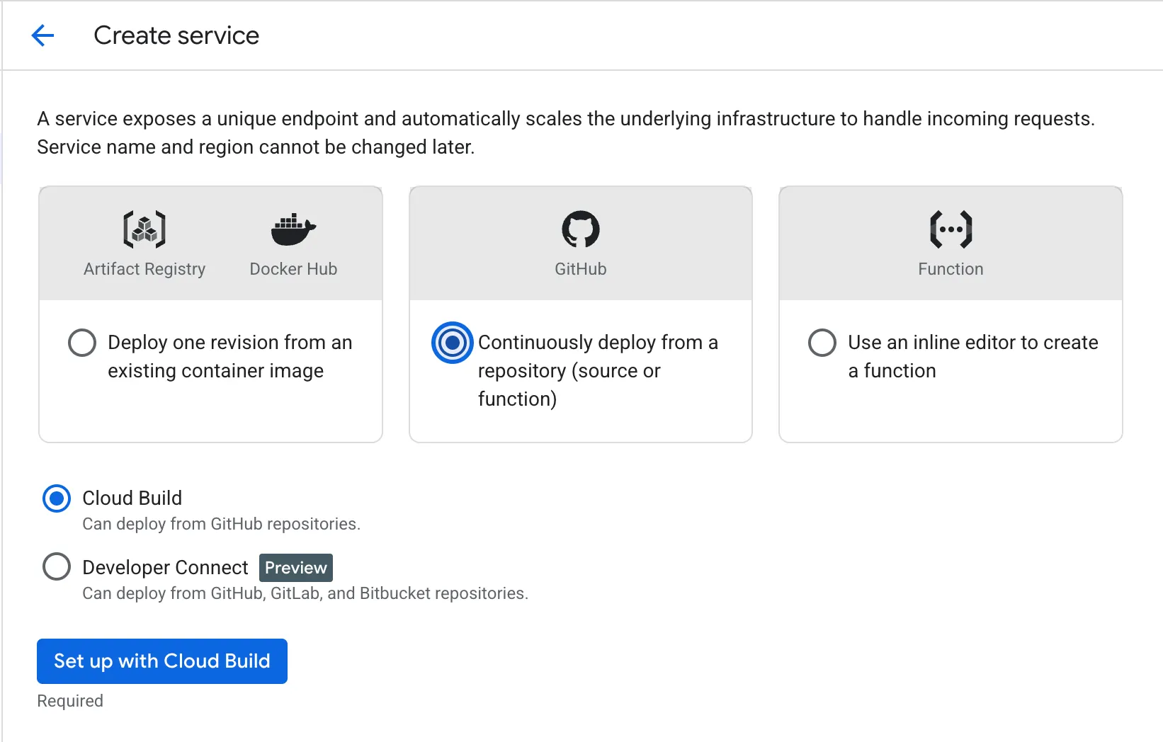 Cloud Run - Deploy from git