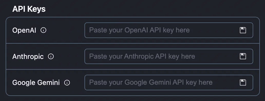 API Keys configuration