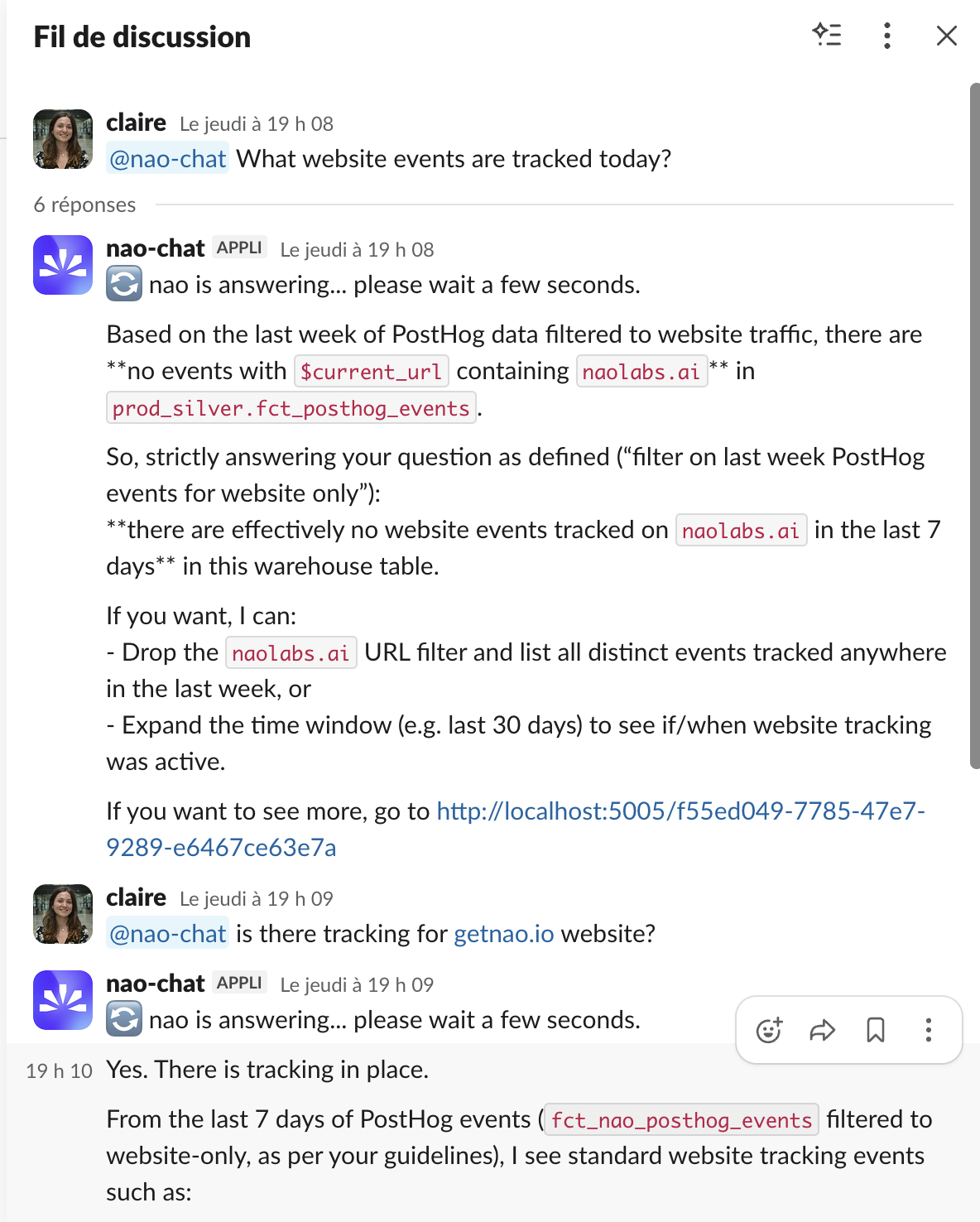 nao Slack Bot Interface