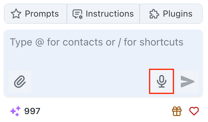 Microphone button to start voice message