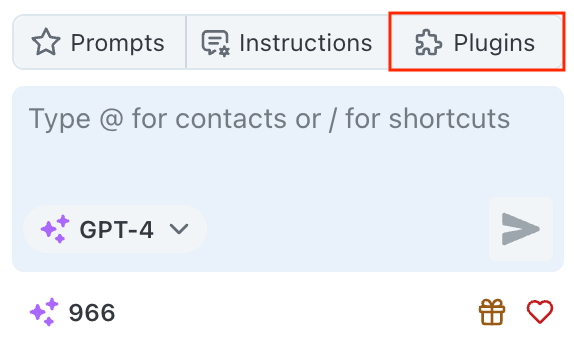 Narada plugins section in sidebar
