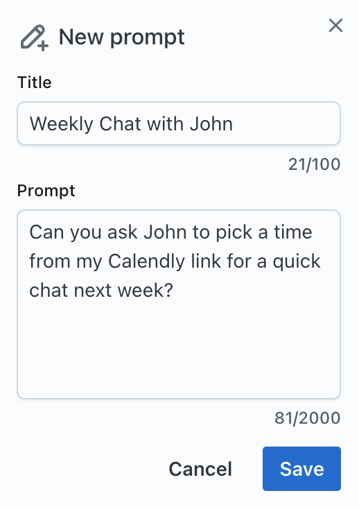 Save prompt with custom title