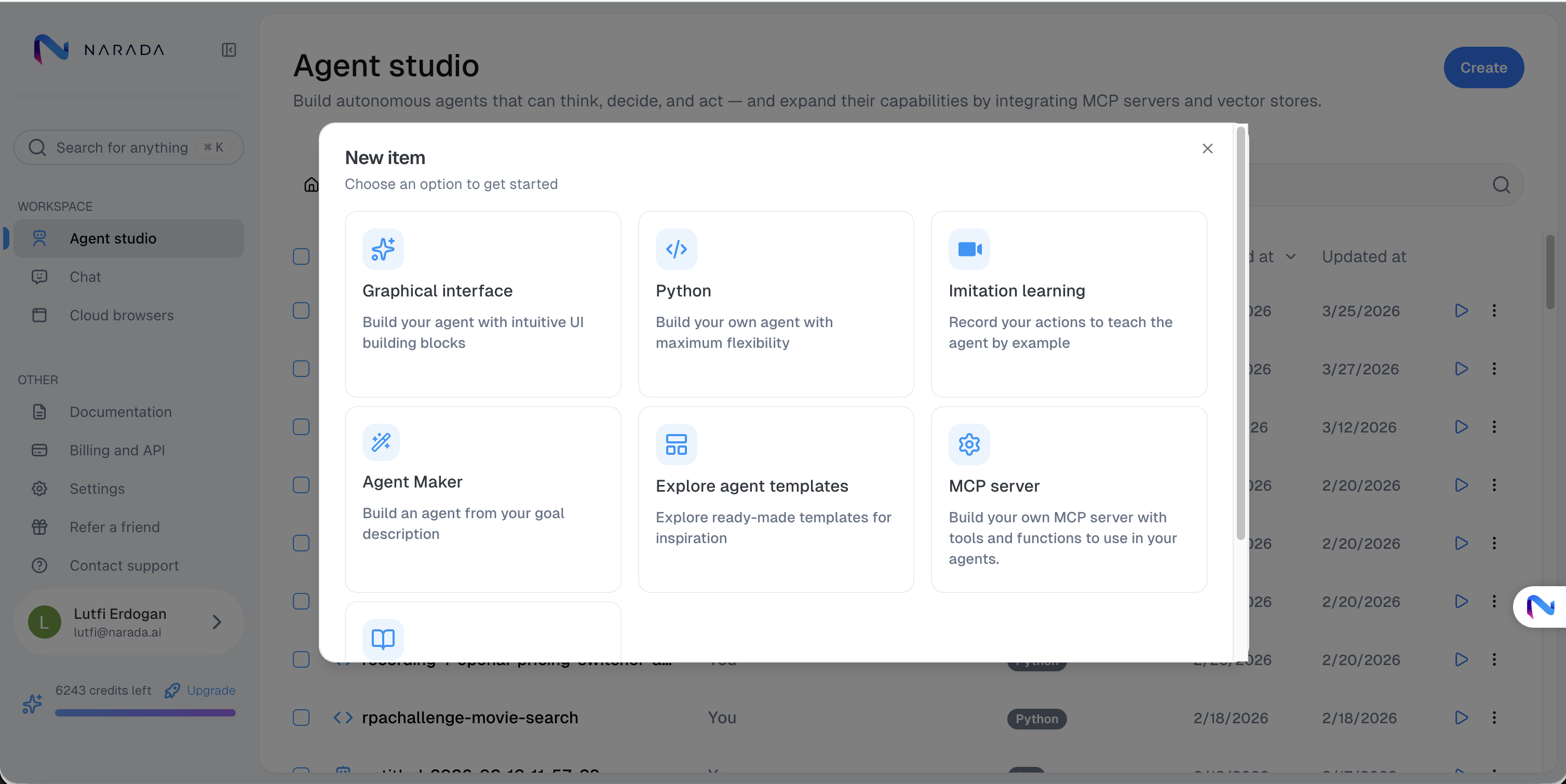 Agent Studio - Narada