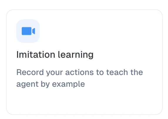 Imitation Learning option in the Agent Studio create dialog