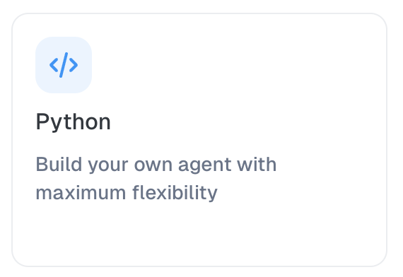 Python Agent option in the Agent Studio create dialog