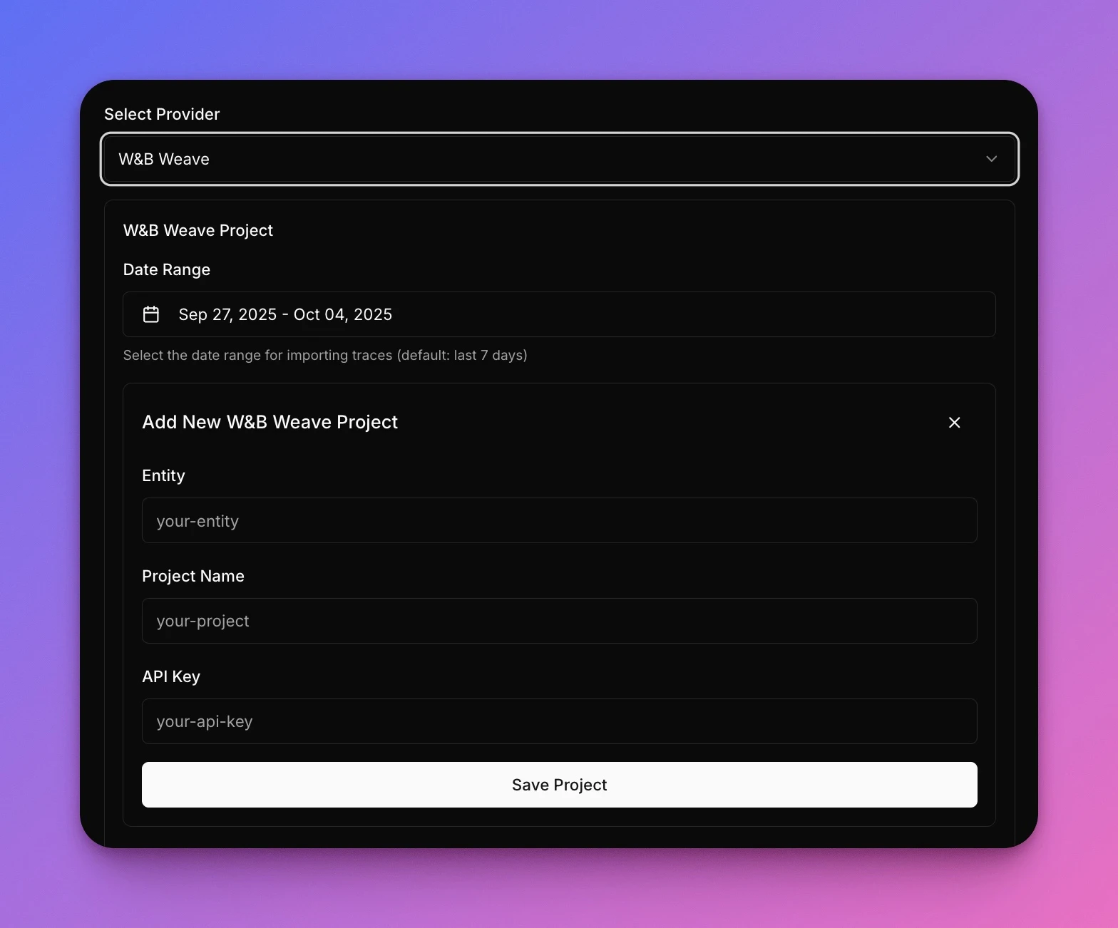 Import traces from Weights and Biases Weave interface