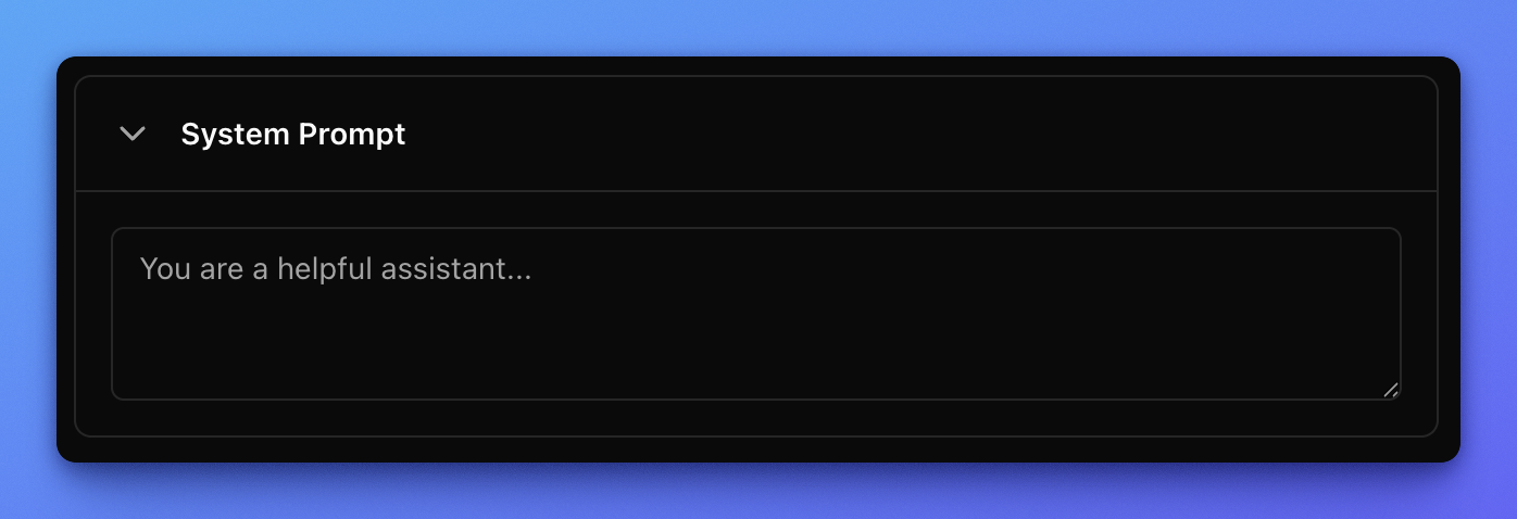 System prompt input for a variant