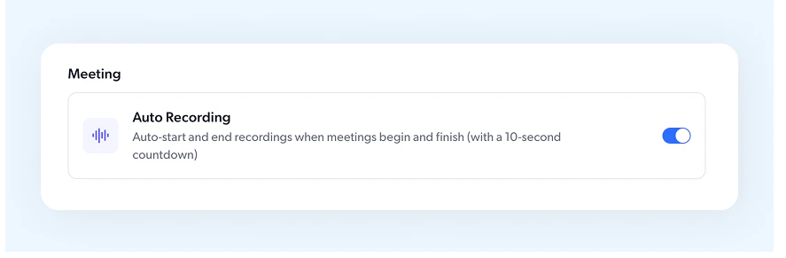 Auto recording setting