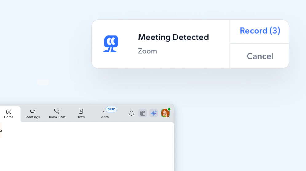 Meeting detected notification