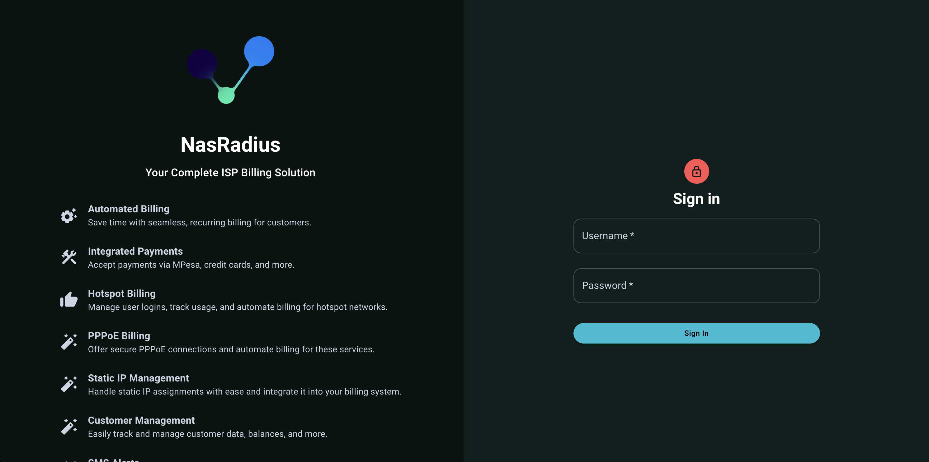 NasRadius Login Page