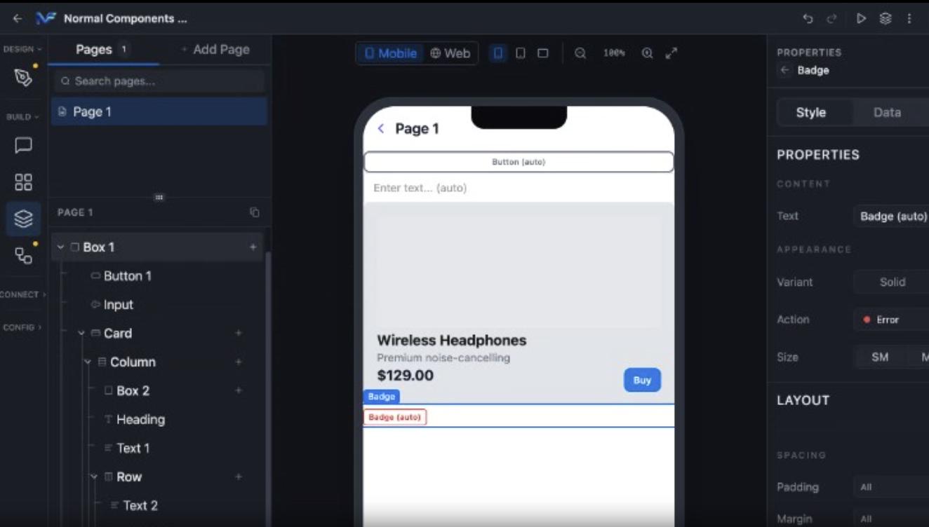 Add component popover with the catalog and search box