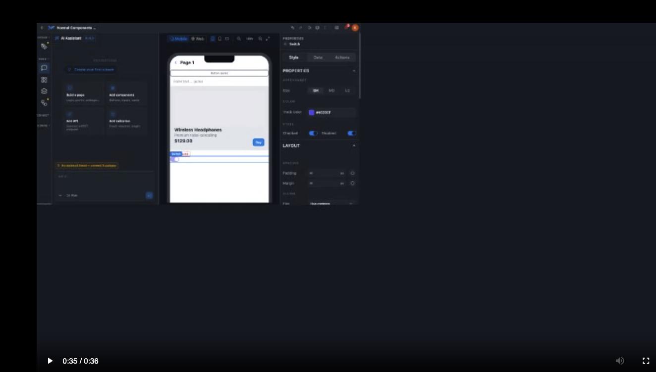 Finished canvas with five configured components