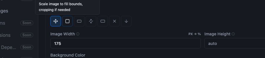 An Image Fit tooltip
