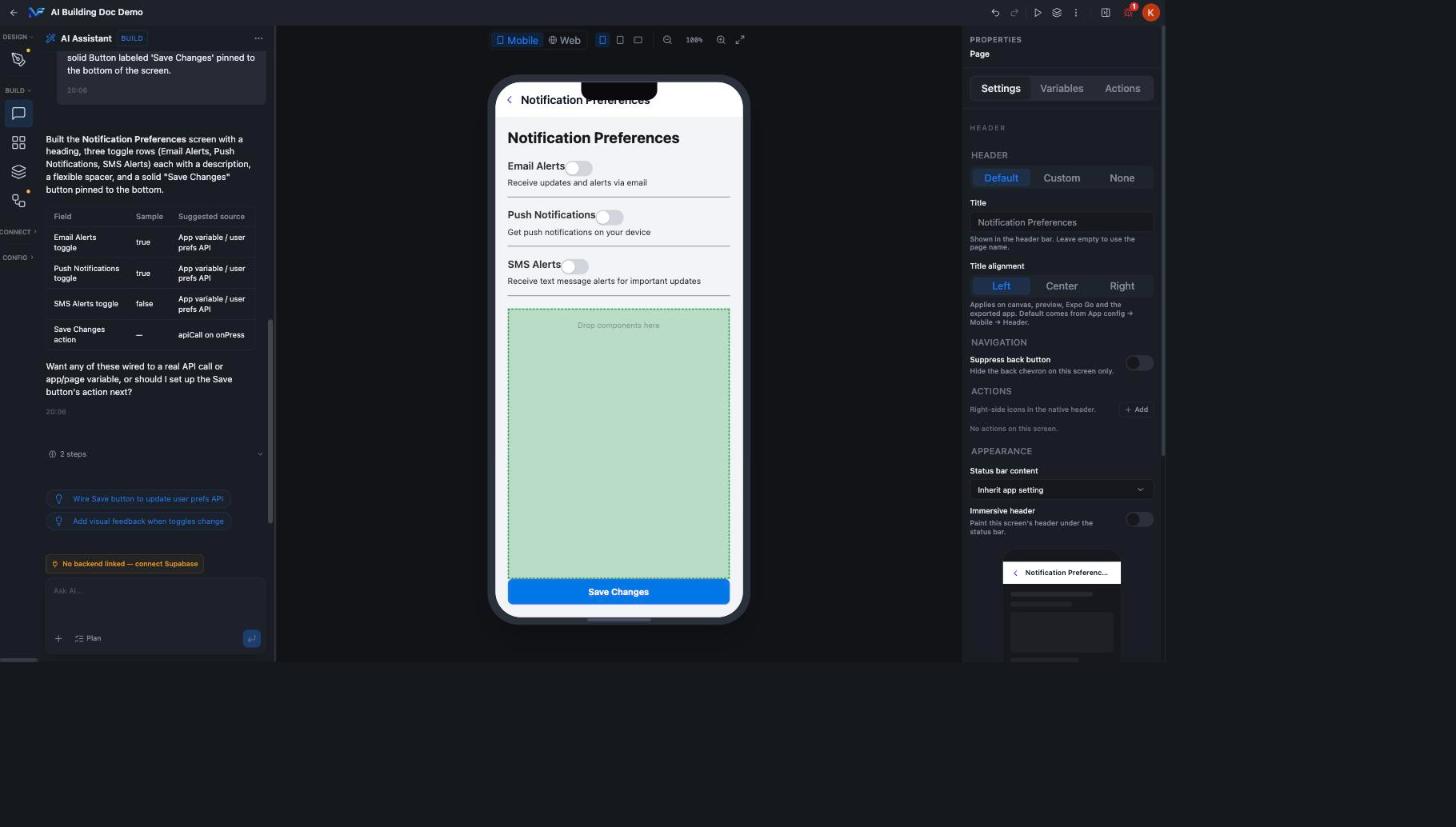 Screen generated from a fully specified prompt