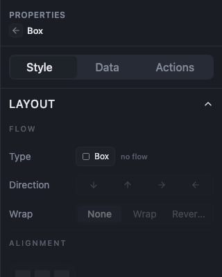 A Box has no properties section