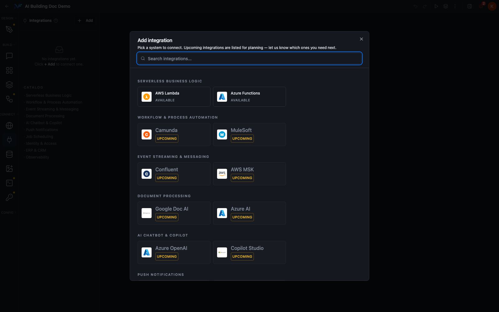 The integrations catalog