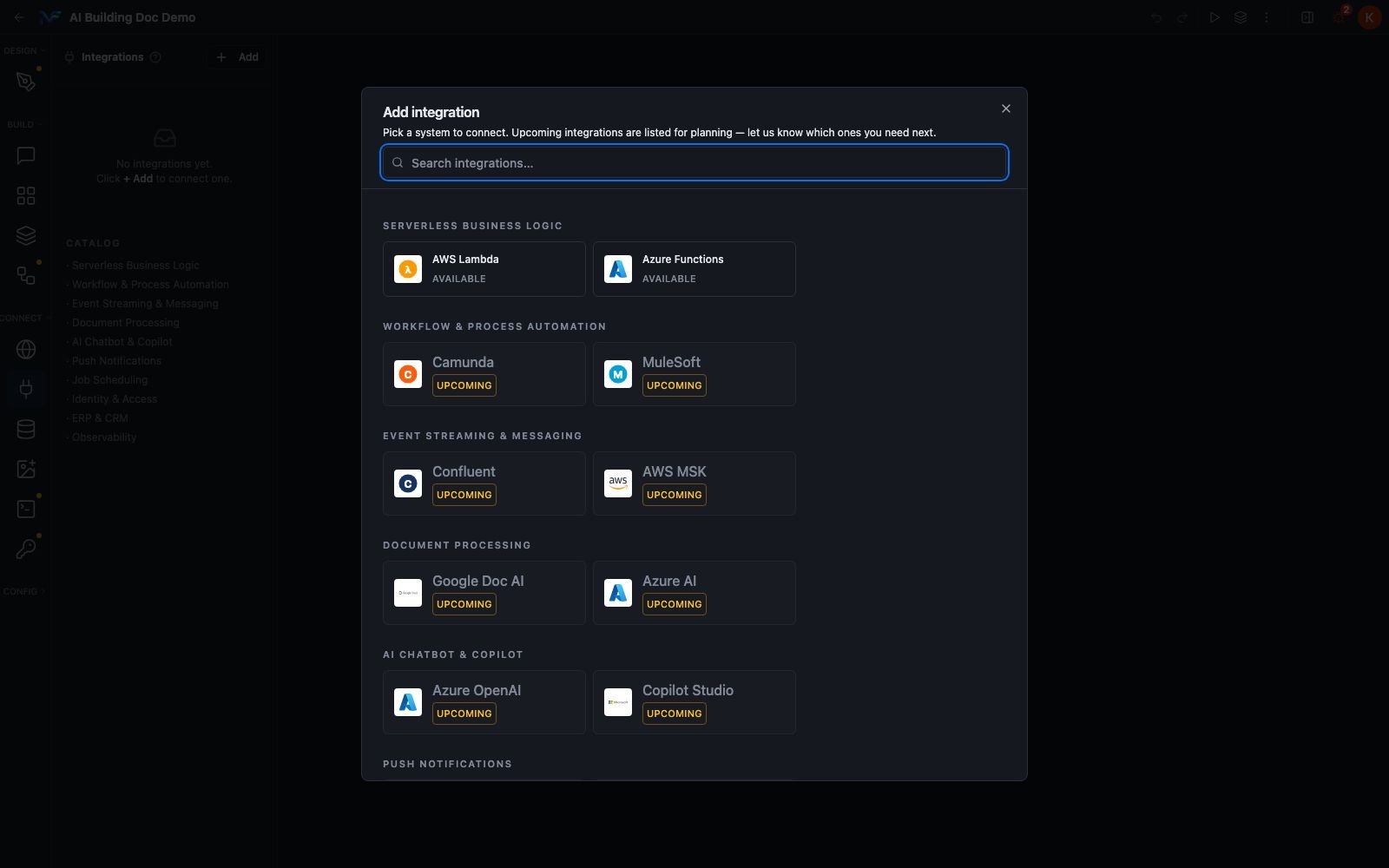 The integrations catalog