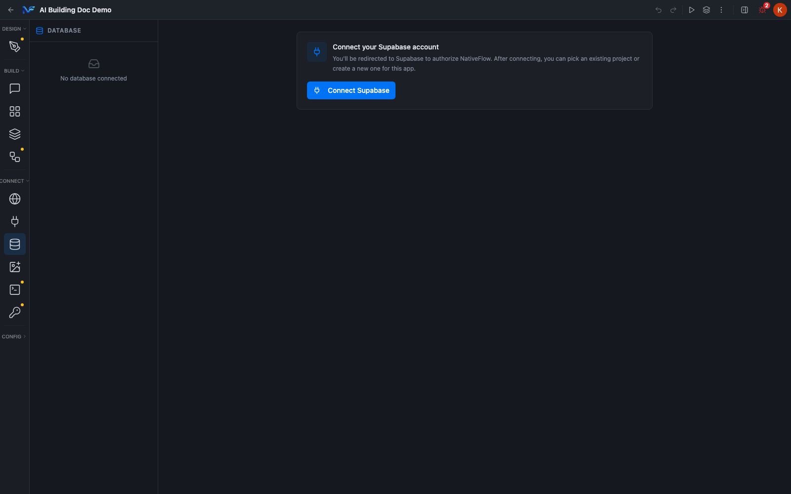 The unlinked Database pane