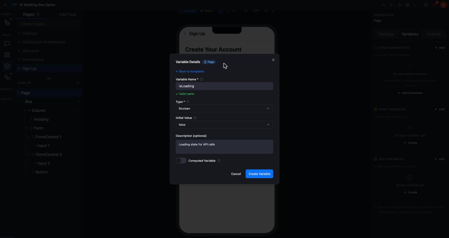 Variable Details form