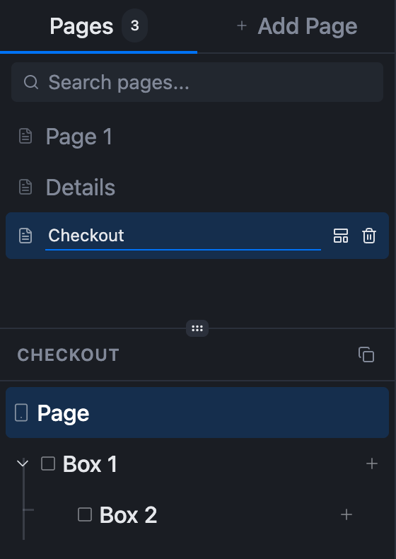 Renaming a page inline in the Pages list