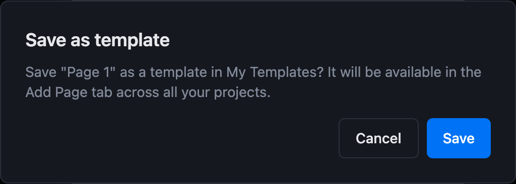 The Save as template dialog