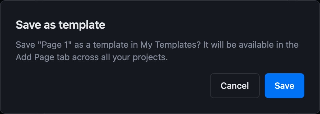 The Save as template dialog
