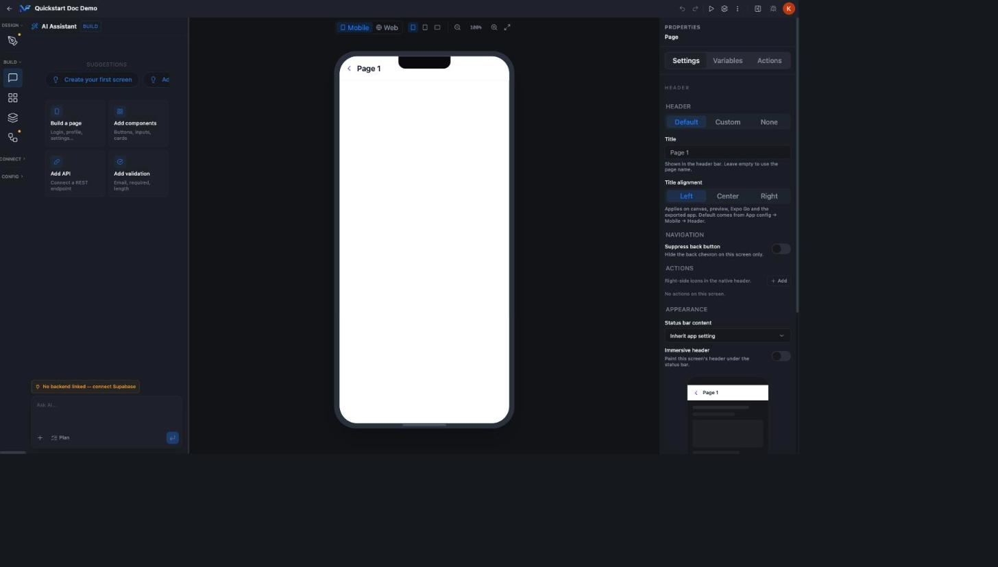 New project landing state