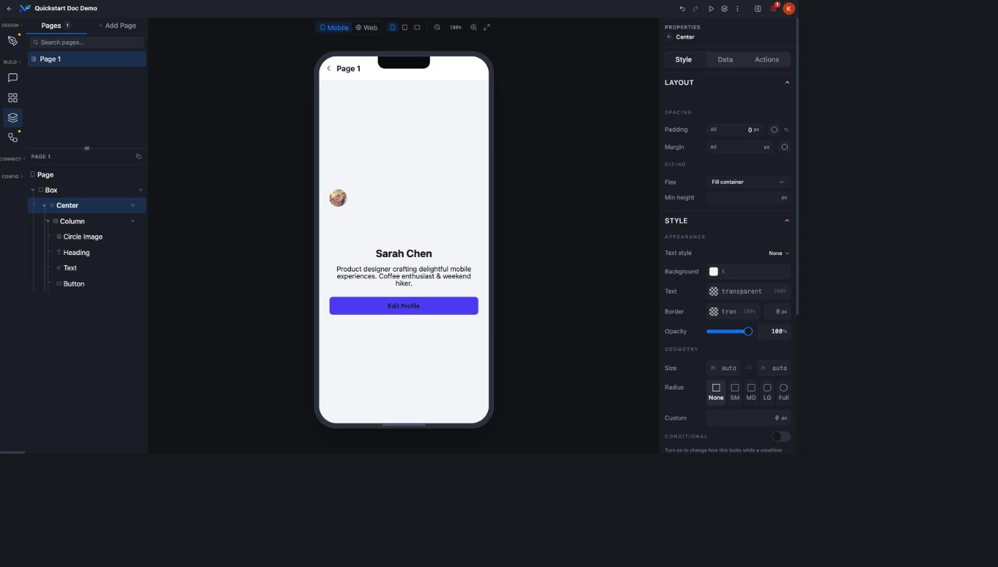 Component Tree of the generated screen