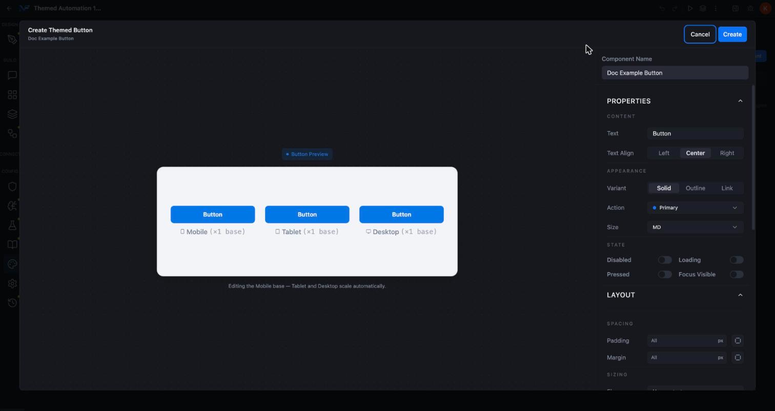 Themed component property editor