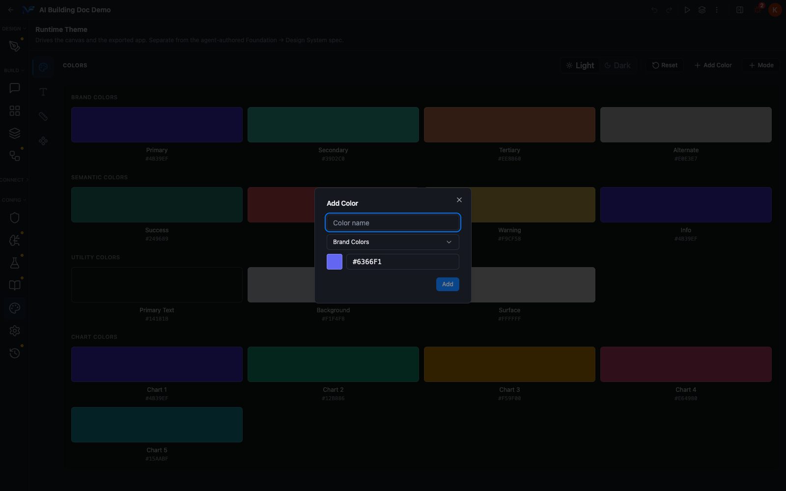 The Add Color dialog