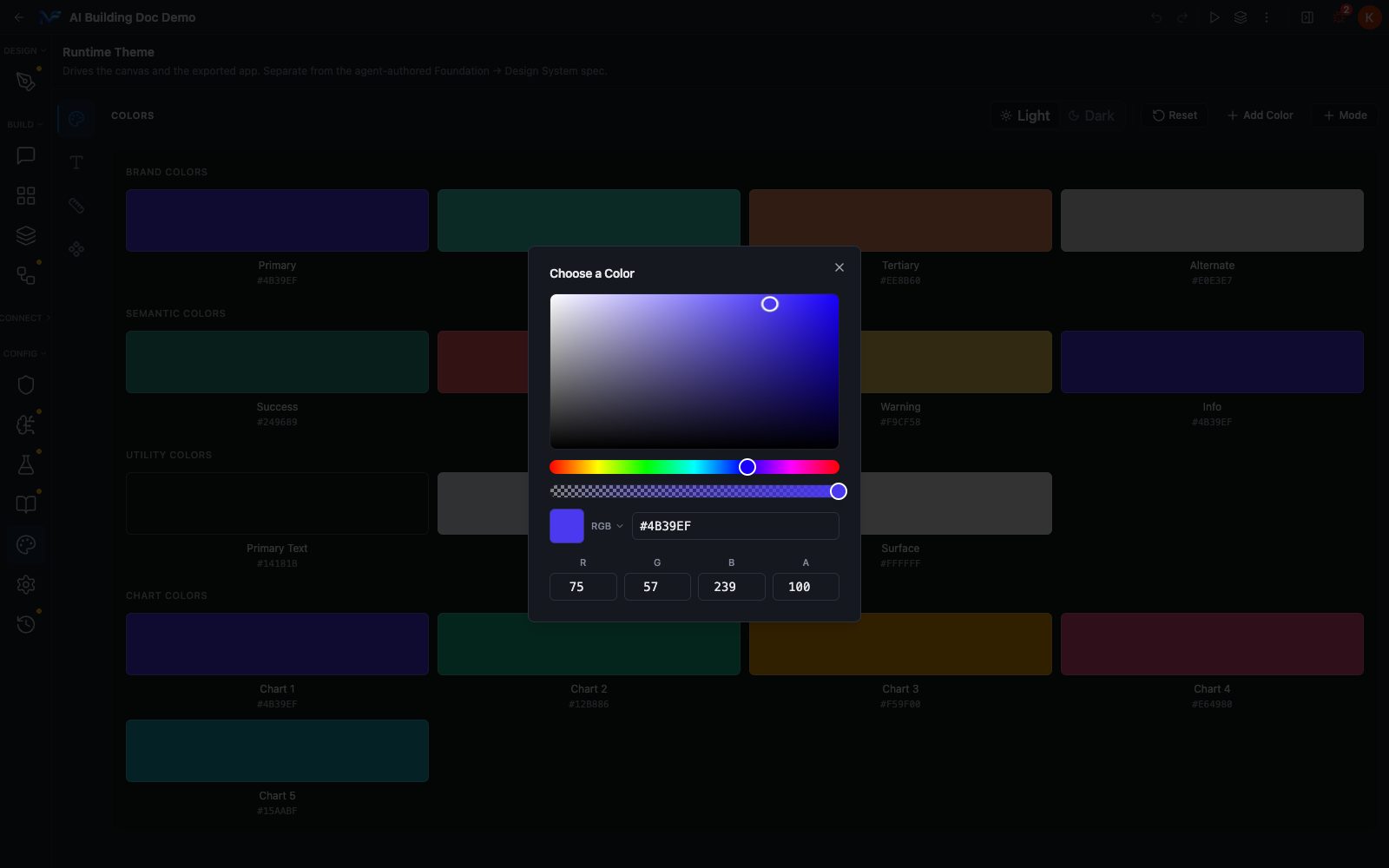The Choose a Color dialog