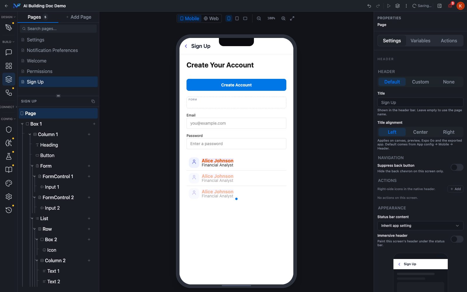 A token edit landing live on the canvas
