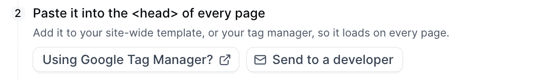 Paste the snippet step with Google Tag Manager and Send to a developer options