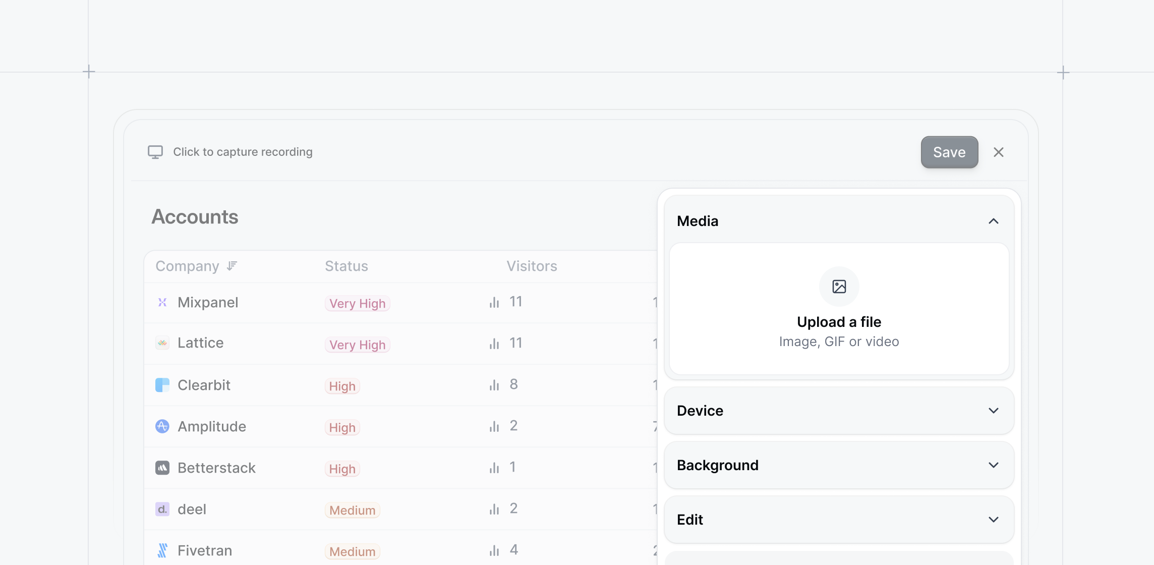 Media capture editing