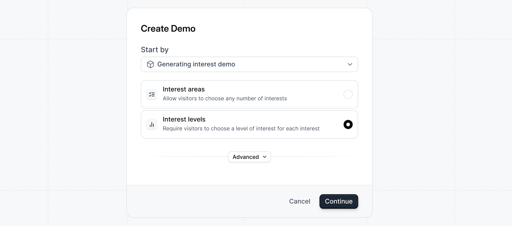 Create interest level demo