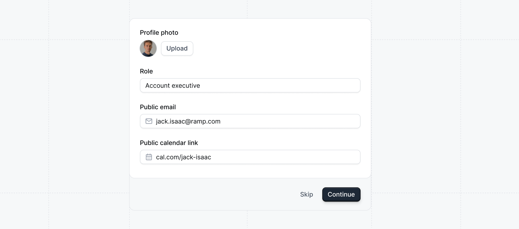 Create rep contact card