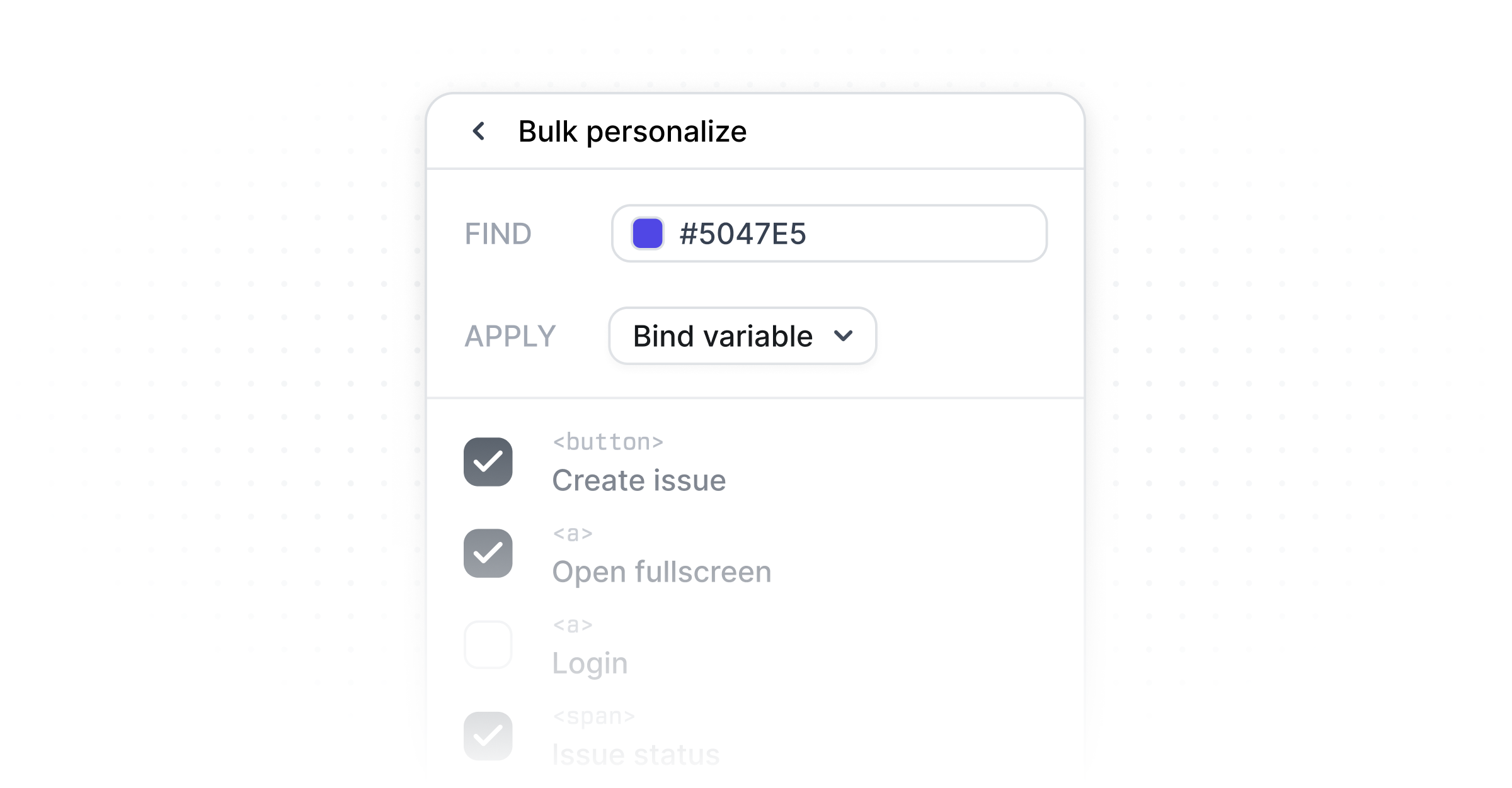 Bulk color variable personalization