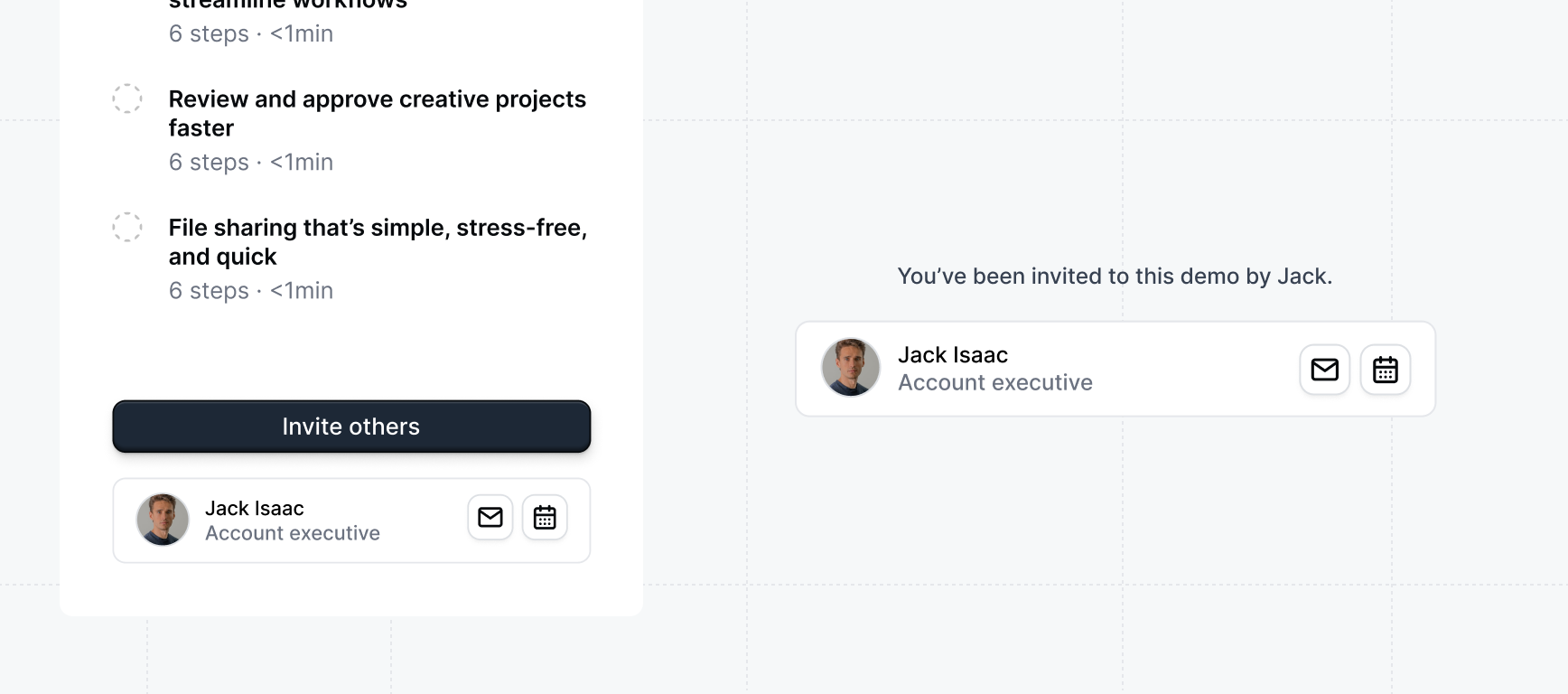 Where the contact card will appear