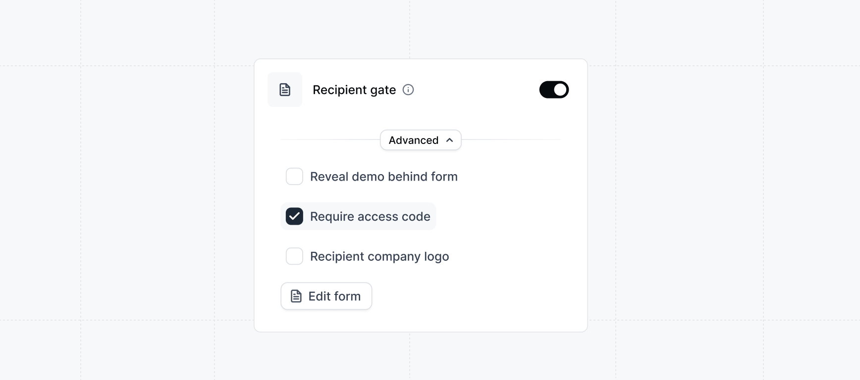 Require access code