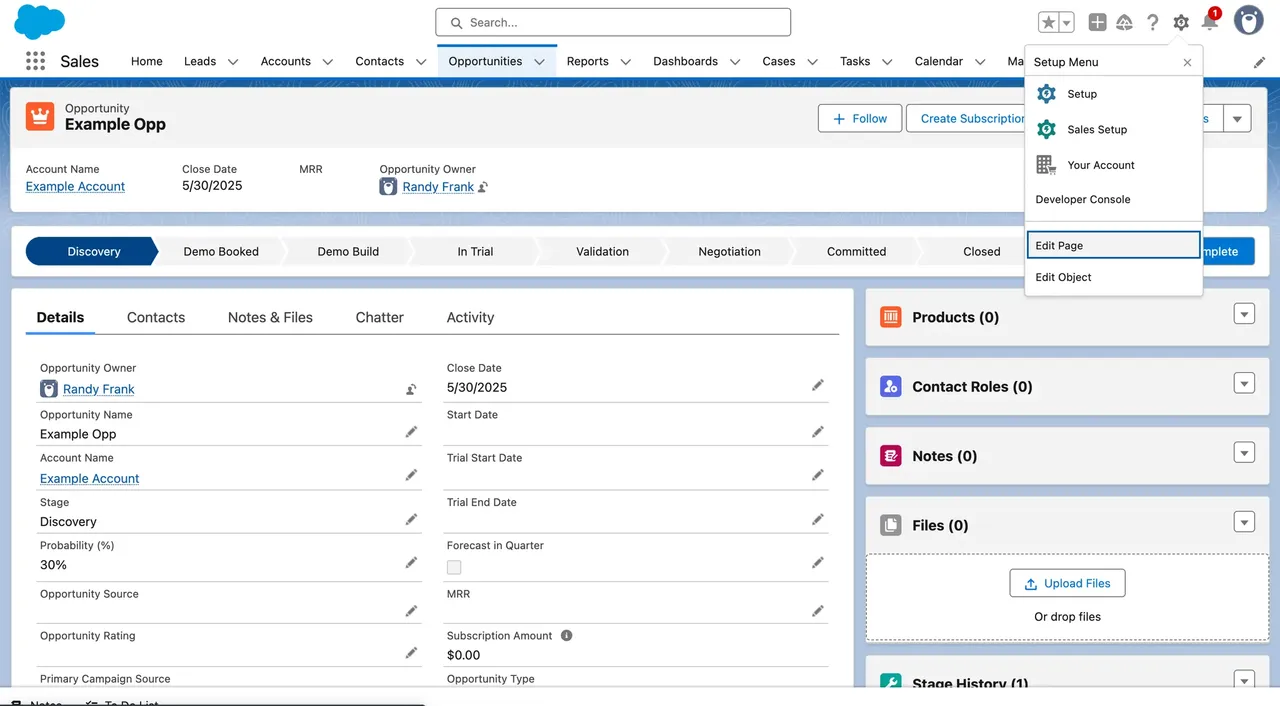 Salesforce Opportunity page