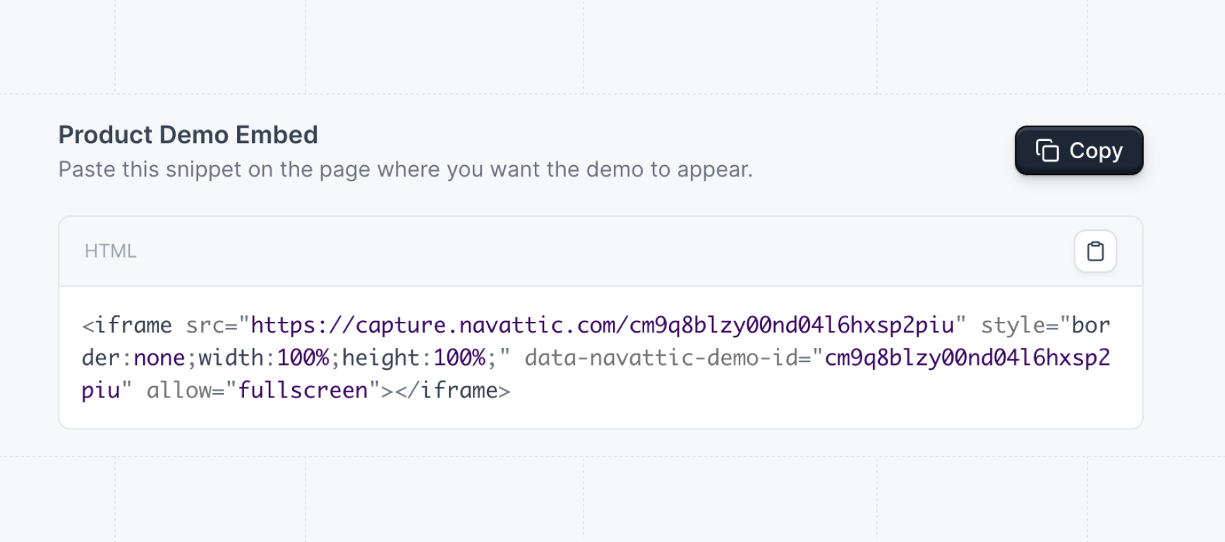Embed demo code