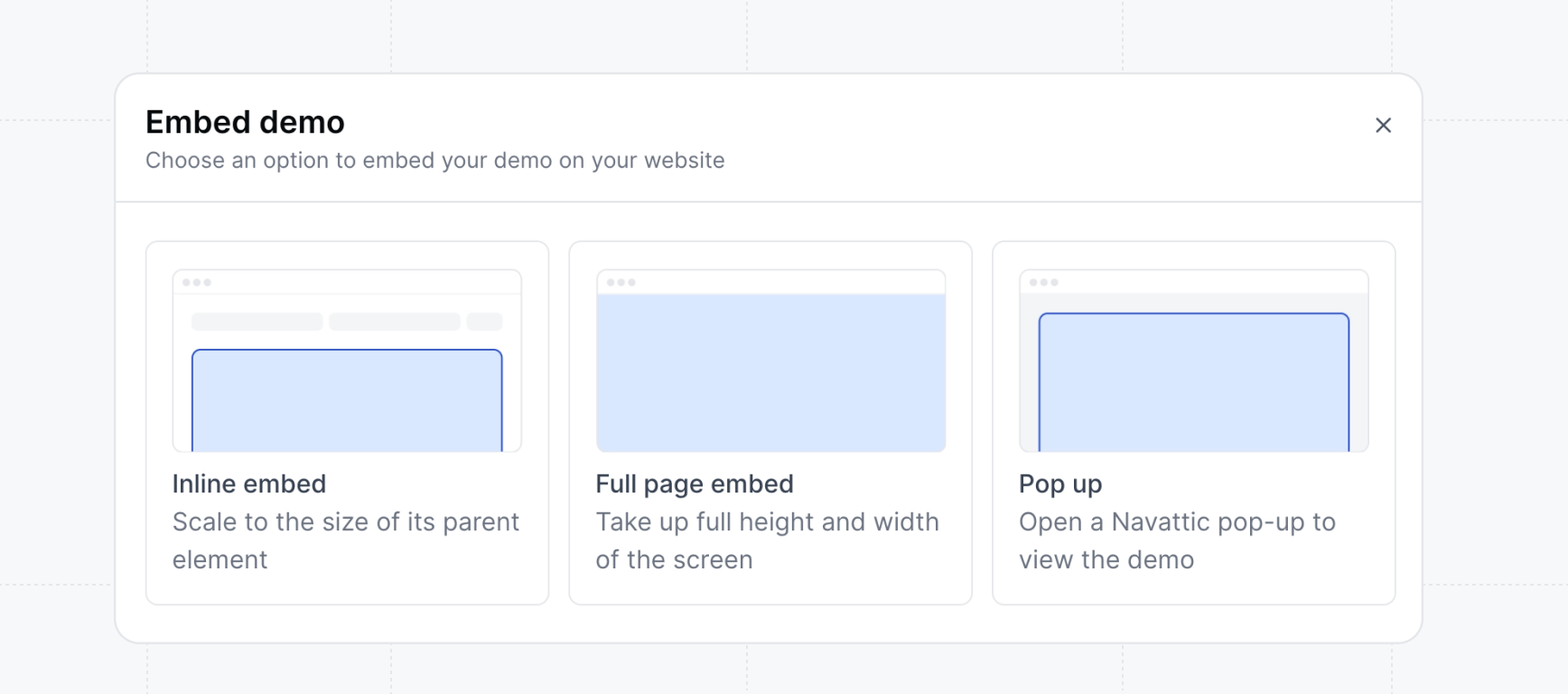 Embed demo options
