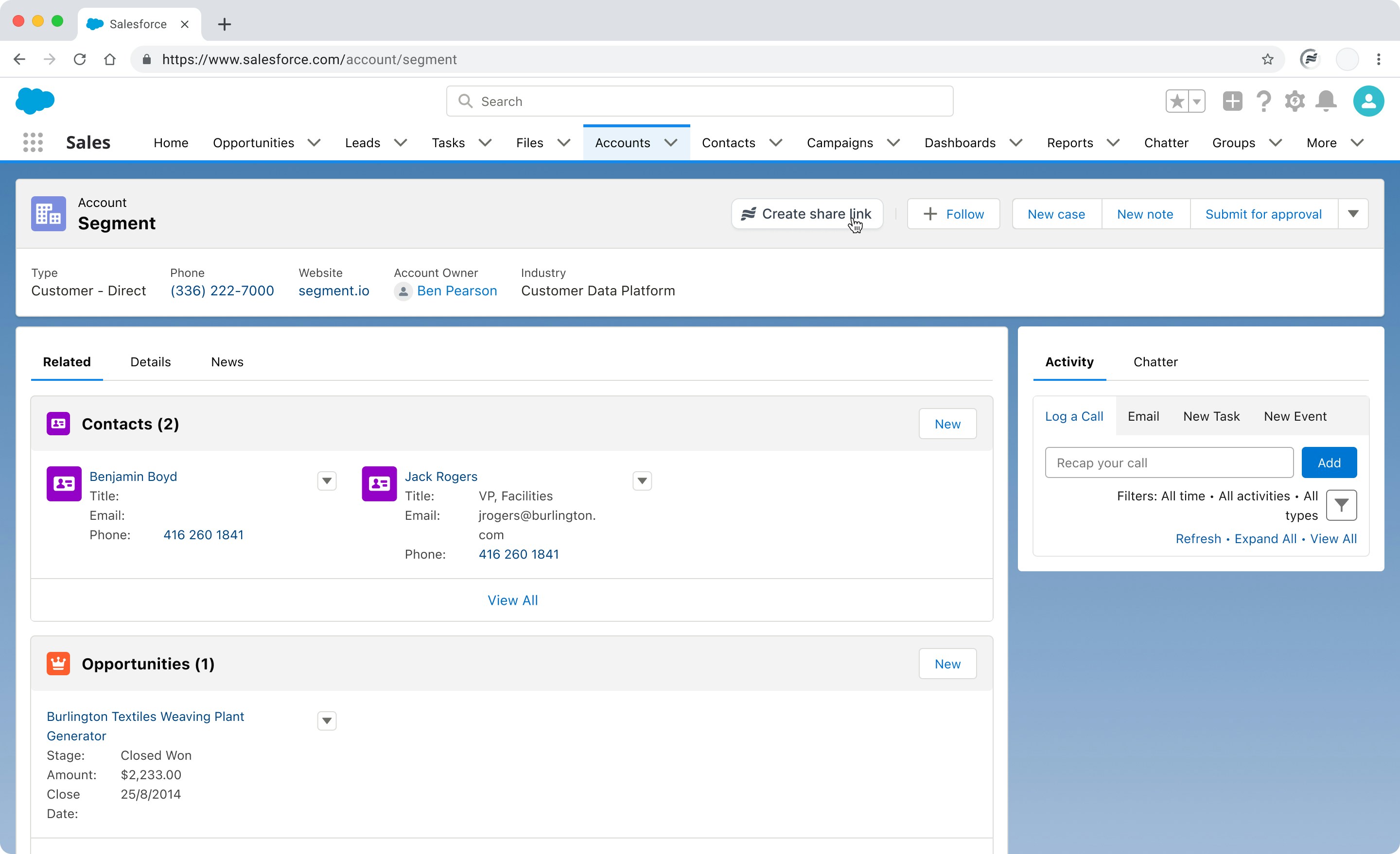 Extension integration Salesforce