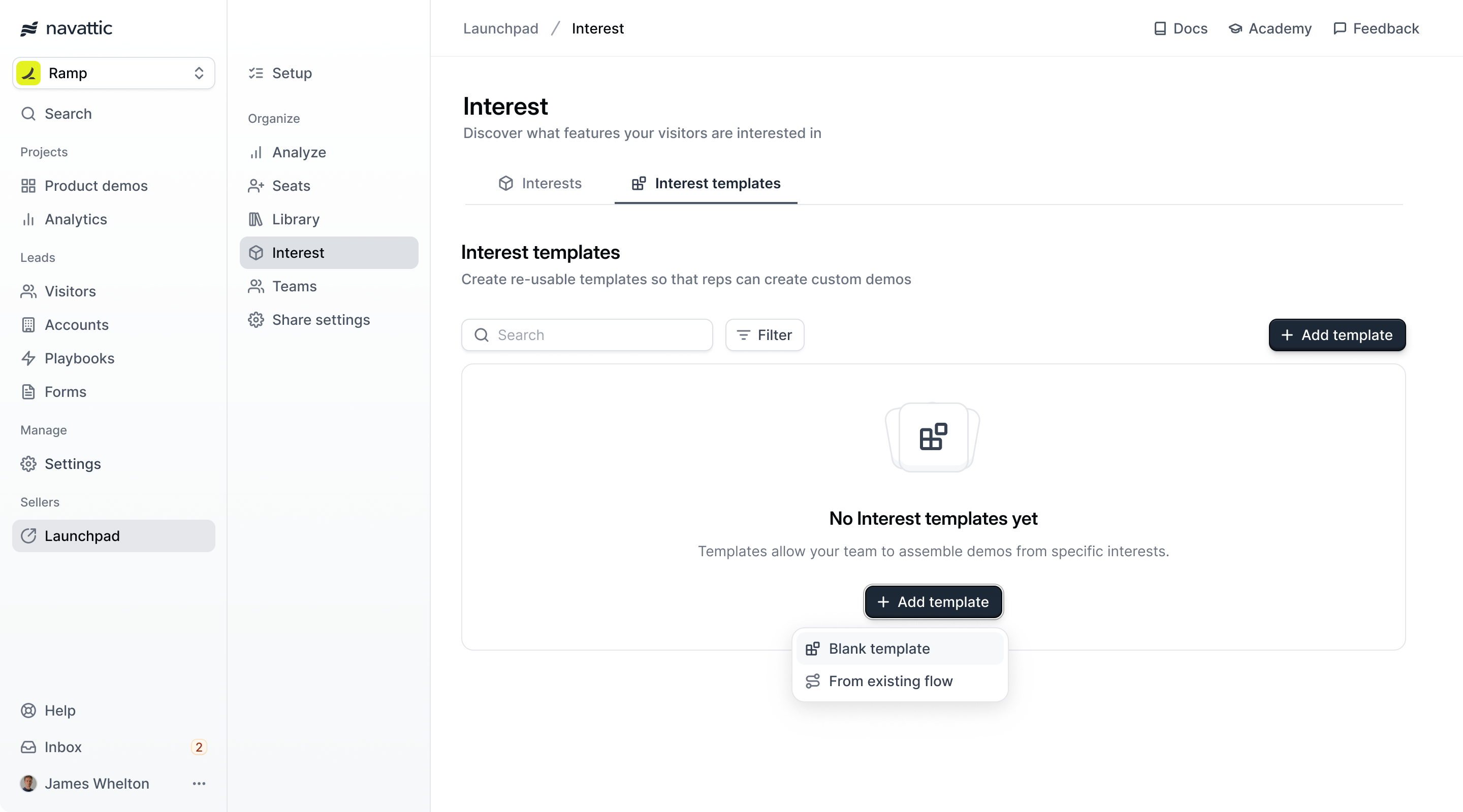Interest templates empty