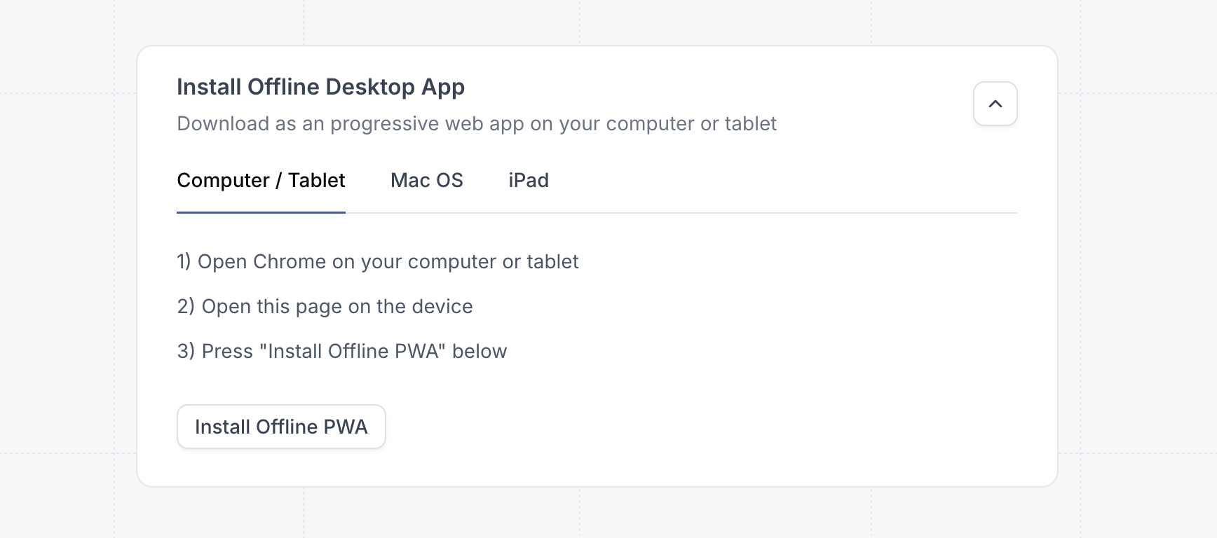 Offline demos install PWA