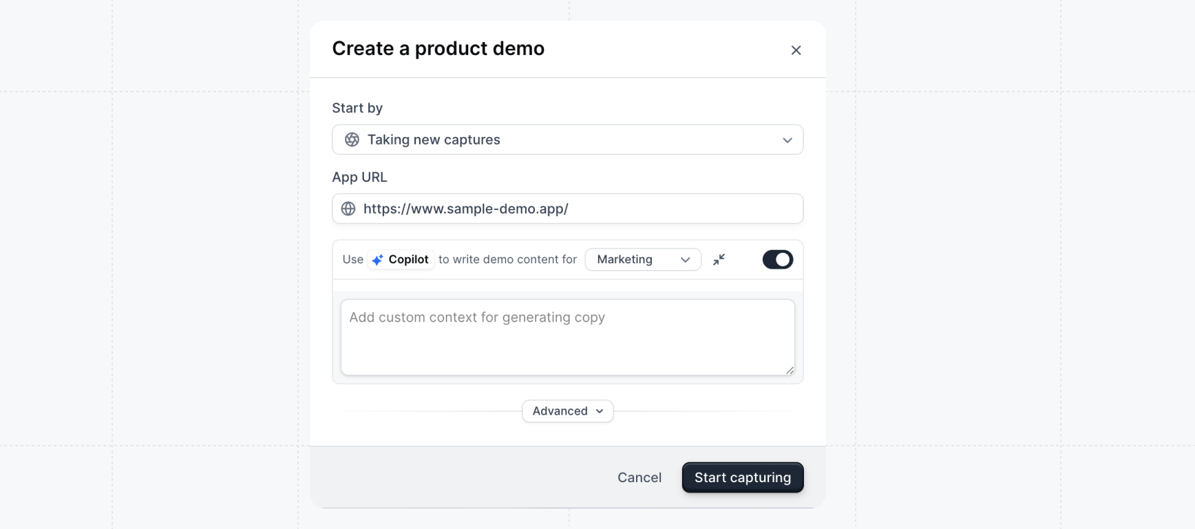 Create demo with Copilot enabled