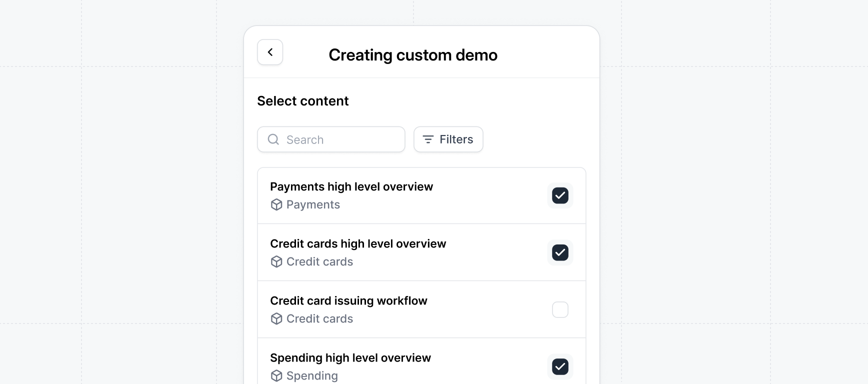Custom Demo select content