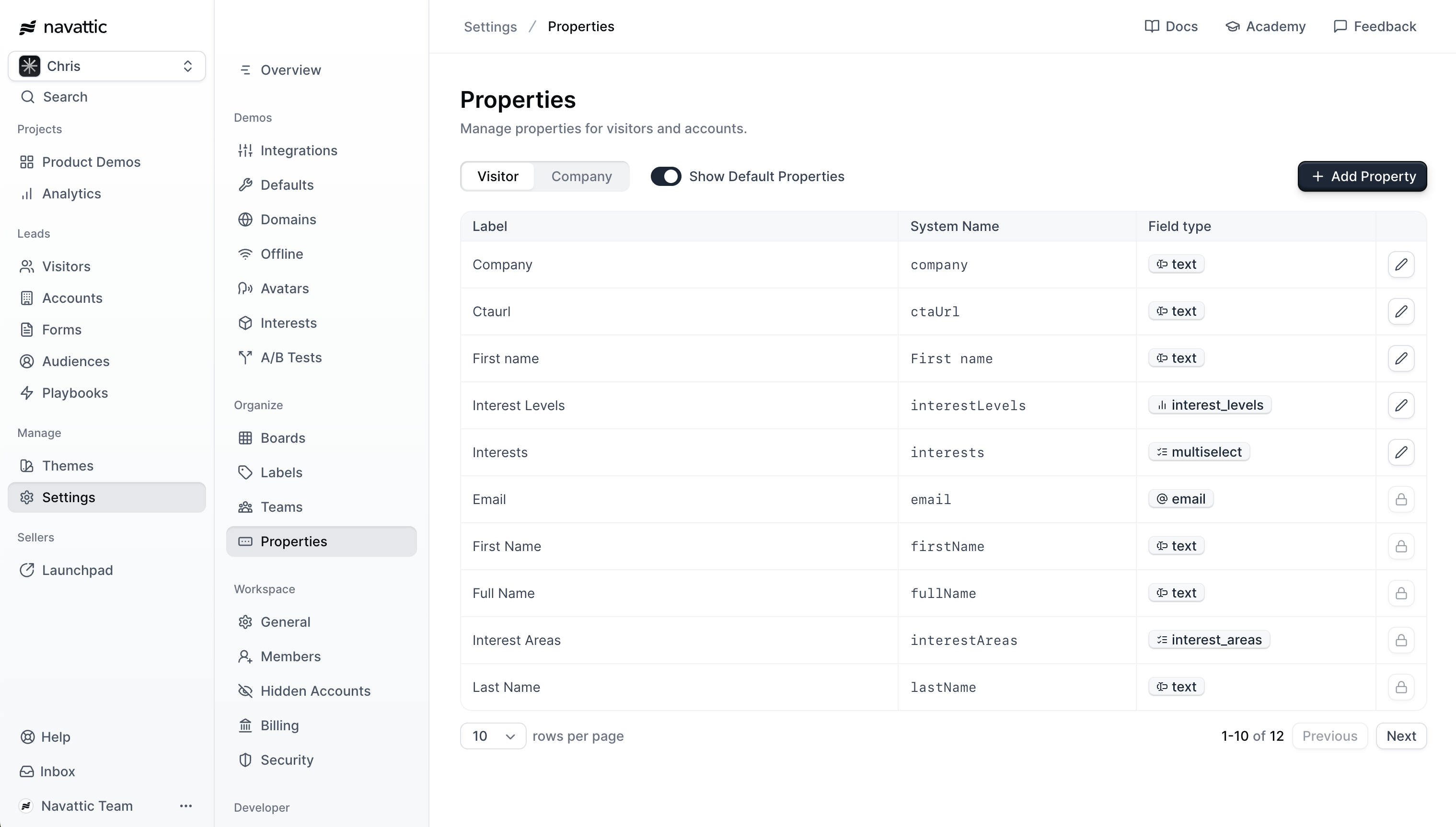 Custom properties